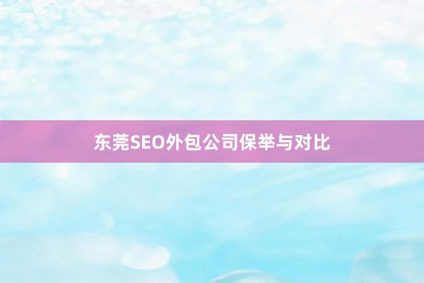 东莞SEO外包公司保举与对比