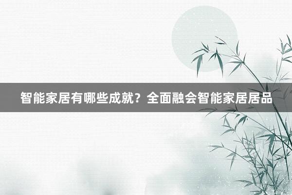 智能家居有哪些成就？全面融会智能家居居品